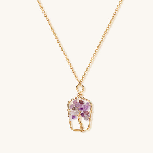 Amethyst Tree Whisper – Tree of Life Chakra Necklace